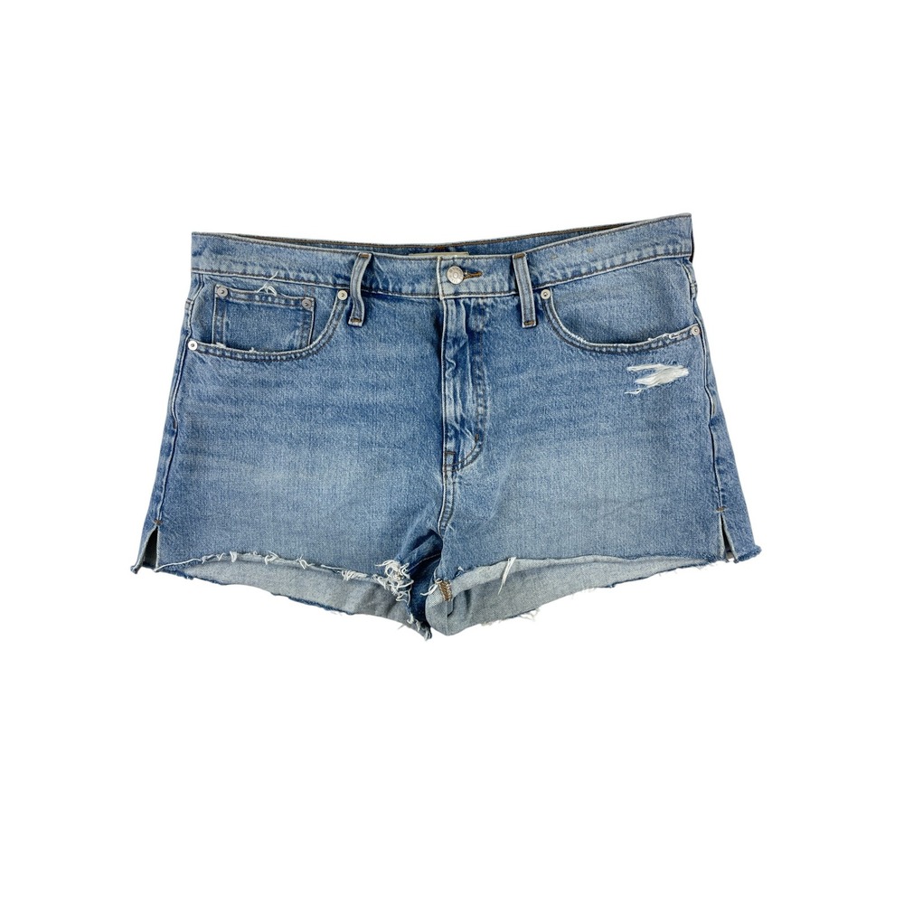 Madewell Relaxed Denim Shorts Women's 31 Blue Distressed Raw Hem 100% Cotton